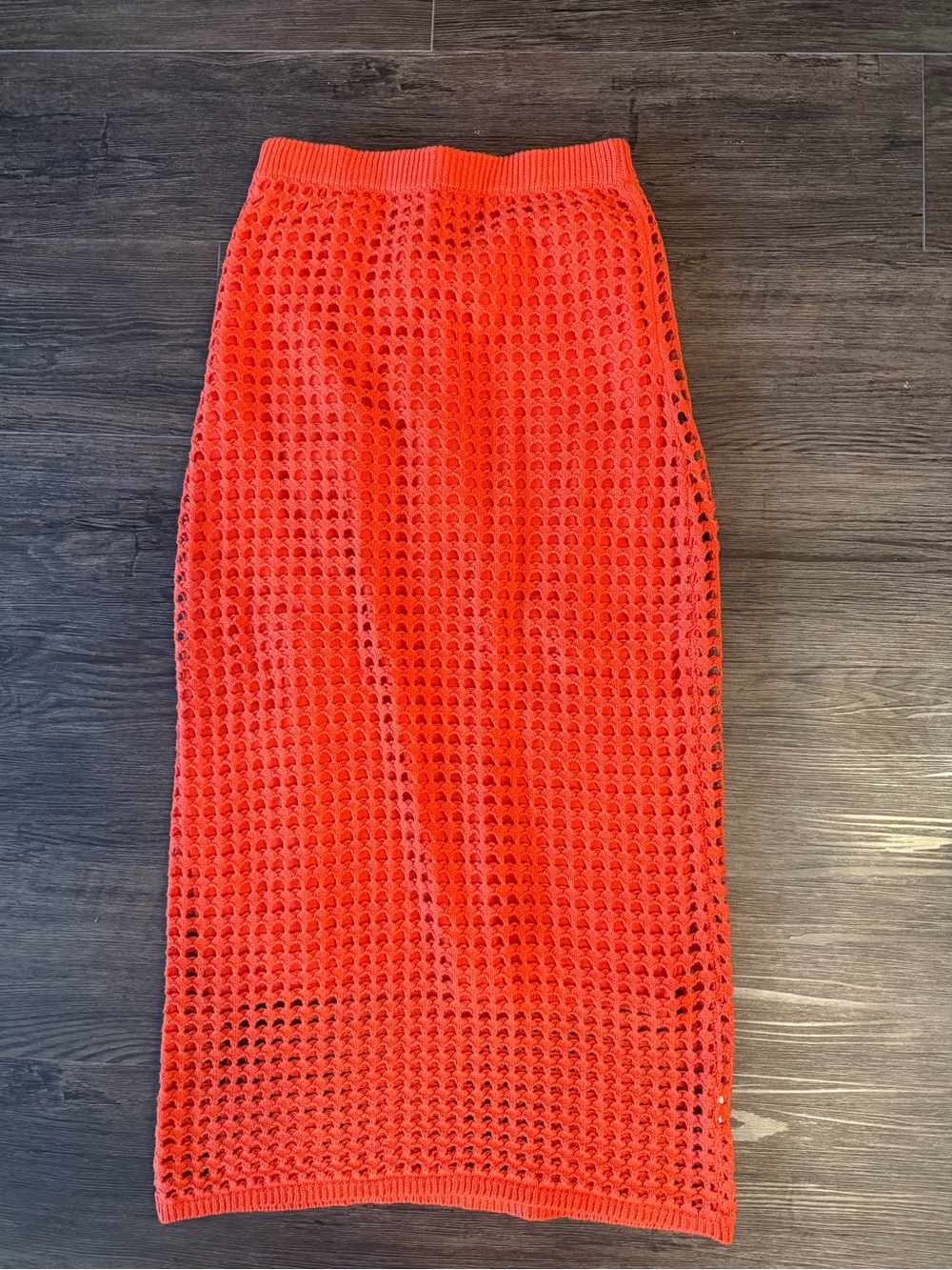 Orange Crochet Midi Skirt - Women